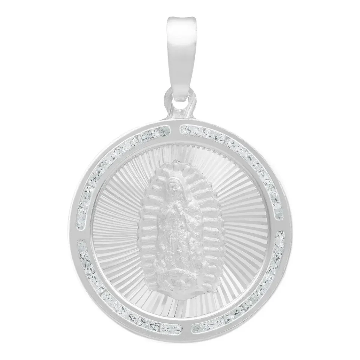 Dije Medalla Virgen de Guadalupe Plata 925 con Zirconia Blanca - Joyaris joyería fina artesanal mexicana