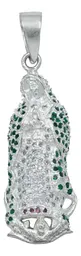 Dije Medalla Virgen de Guadalupe Plata 925 Zirconia Verde - Imagen 1