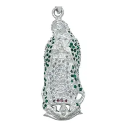 Dije Medalla Virgen de Guadalupe Plata 925 Zirconia Verde - Imagen 2