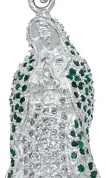 Dije Medalla Virgen de Guadalupe Plata 925 Zirconia Verde - Imagen 4
