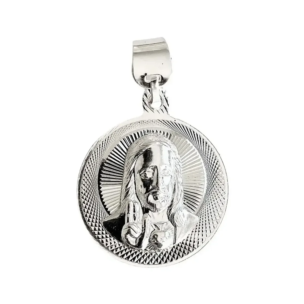 Dije Medalla Virgen de Guadalupe Plata 925 - Imagen 3