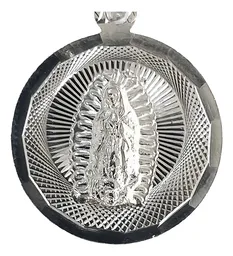 Dije Medalla Virgen de Guadalupe Plata Ley .925 Acabado Diamantado - Imagen 3
