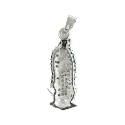 Dije Medalla Virgen de Guadalupe Plata Ley .925 con Zirconias Verdes - Imagen 3
