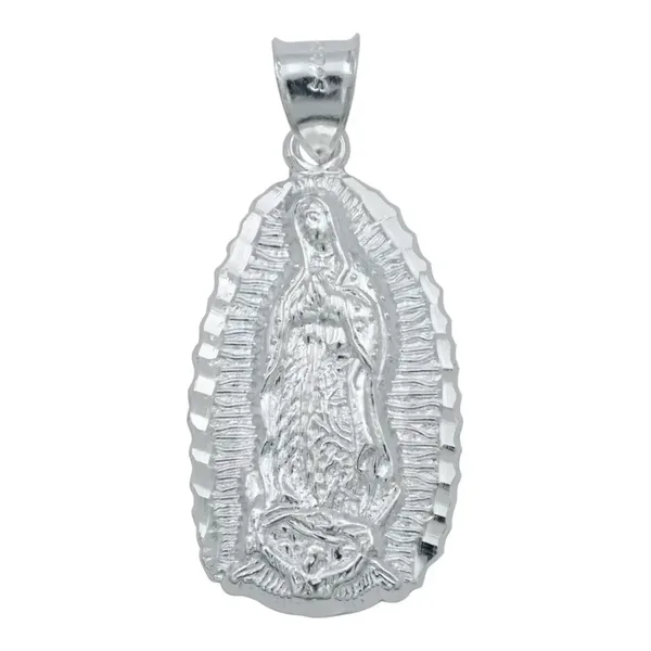 Dije Medalla Virgen de Guadalupe Plata Ley .925 Devocional Grande - Imagen 1
