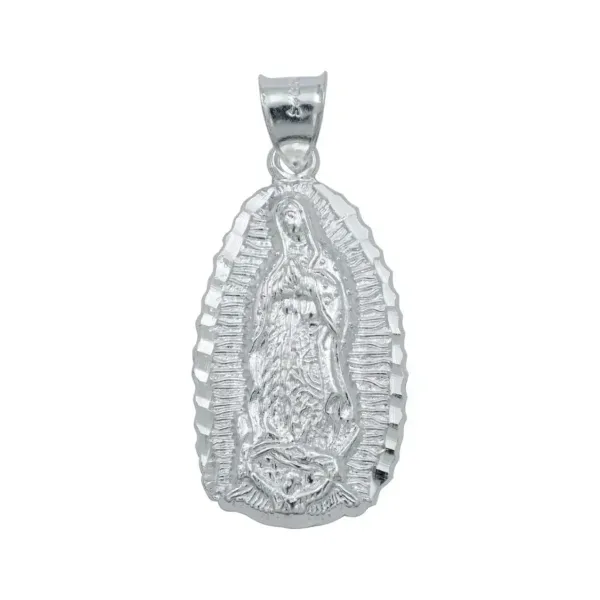 Dije Medalla Virgen de Guadalupe Plata Ley .925 Devocional Grande - Imagen 1