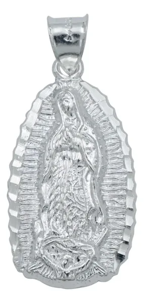 Dije Medalla Virgen de Guadalupe Plata Ley .925 Devocional Grande - Imagen 1