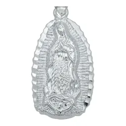 Dije Medalla Virgen de Guadalupe Plata Ley .925 Devocional Grande - Imagen 2