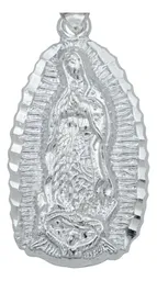 Dije Medalla Virgen de Guadalupe Plata Ley .925 Devocional Grande - Imagen 2