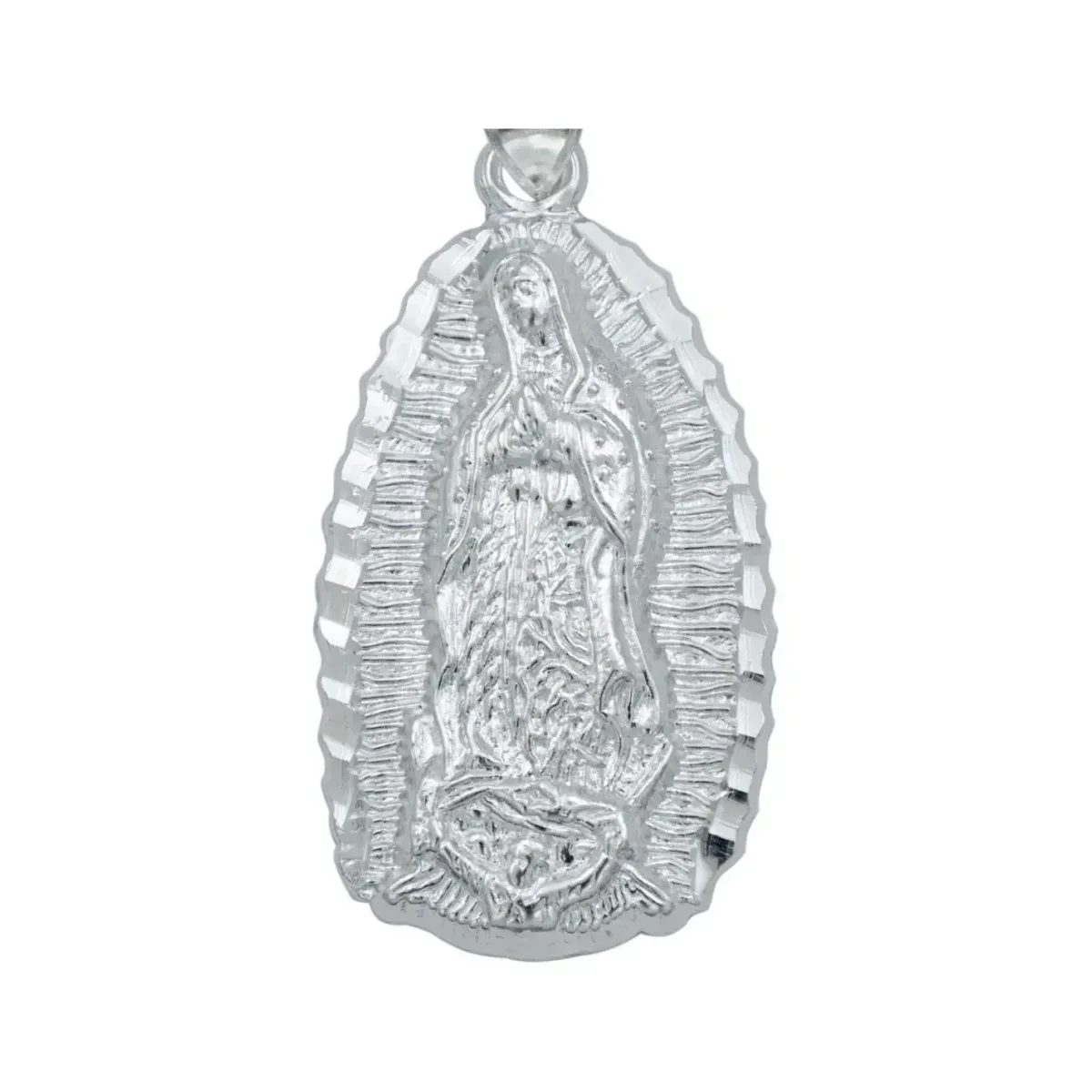 Dije Medalla Virgen de Guadalupe Plata Ley .925 Devocional Grande - Imagen 2