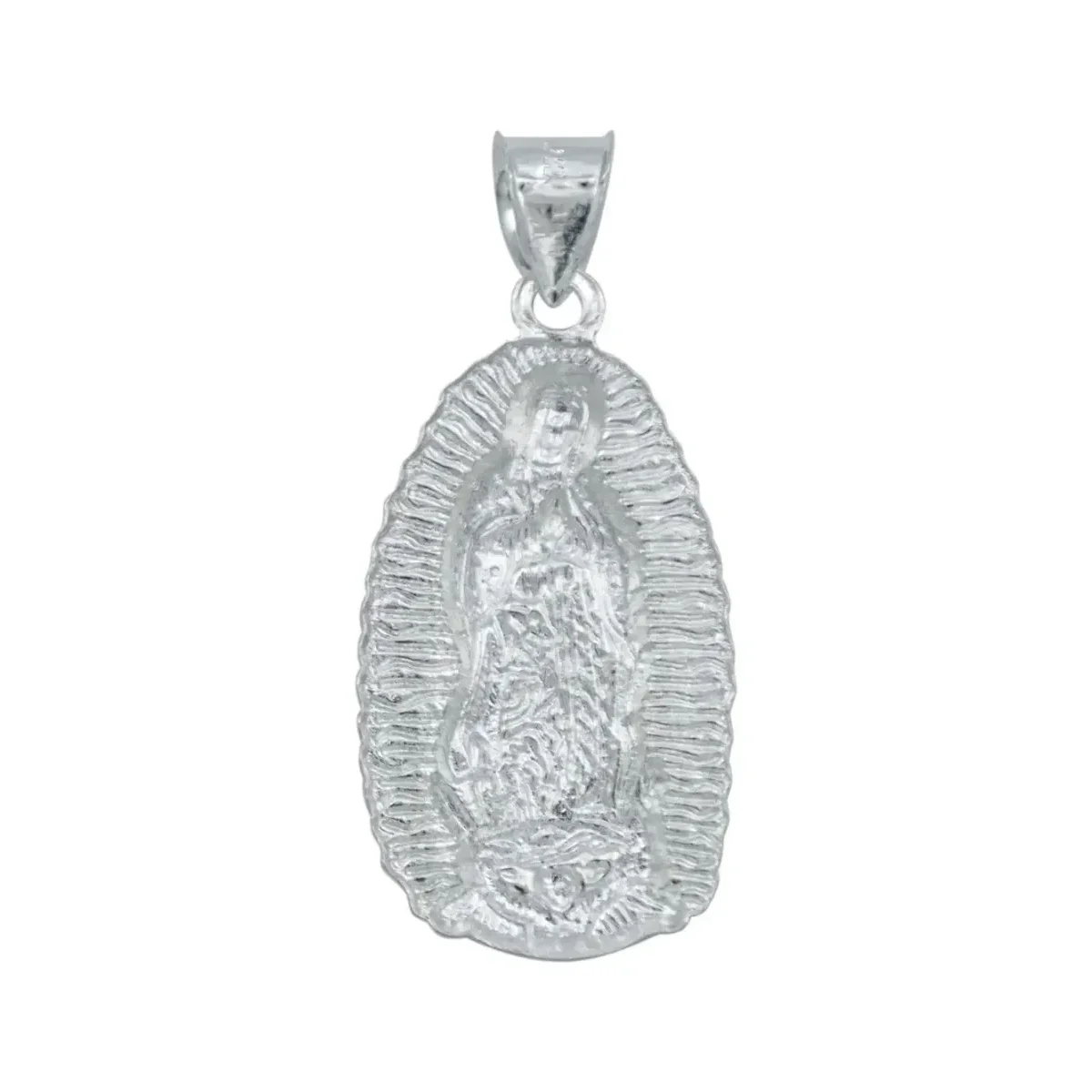Dije Medalla Virgen de Guadalupe Plata Ley .925 Devocional Grande - Imagen 3