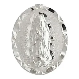 Dije Medalla Virgen de Guadalupe Plata Ley .925 Diamantado Mate - Imagen 3