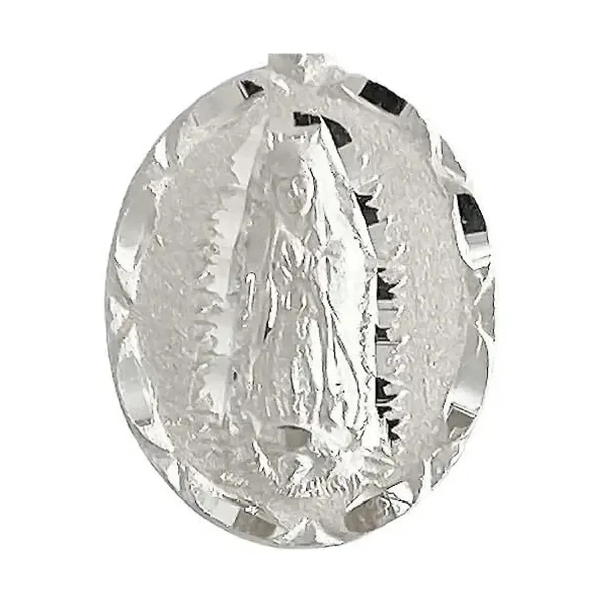 Dije Medalla Virgen de Guadalupe Plata Ley .925 Diamantado Mate - Imagen 3