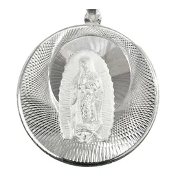 Dije Medalla Virgen de Guadalupe Plata Ley 925 Diamantado - Imagen 2