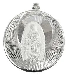 Dije Medalla Virgen de Guadalupe Plata Ley 925 Diamantado - Imagen 2