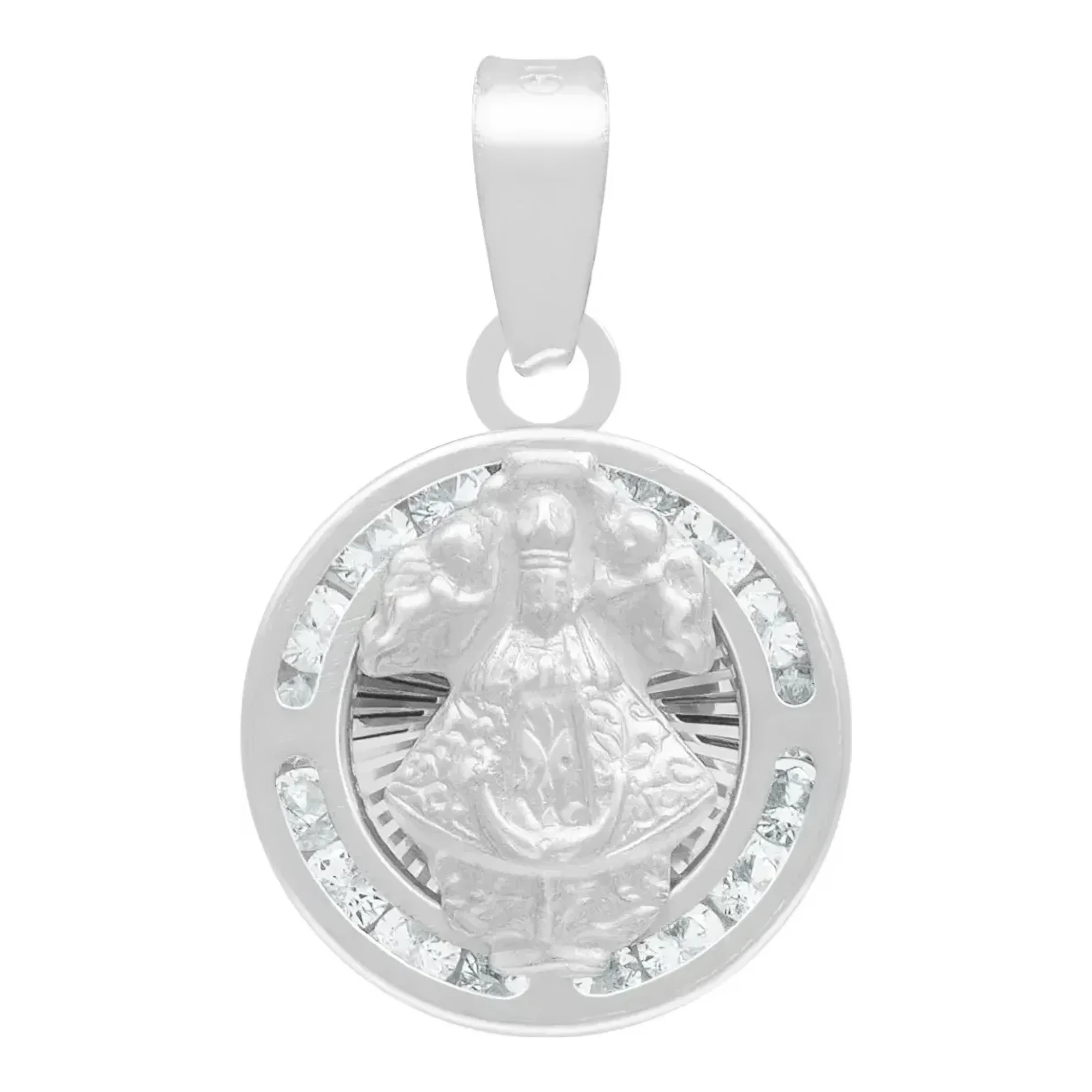 Dije Medalla Virgen de Zapopan Plata 925 con Zirconia Blanca. Joyería católica artesanal mexicana, regalo para mamá, dijes de