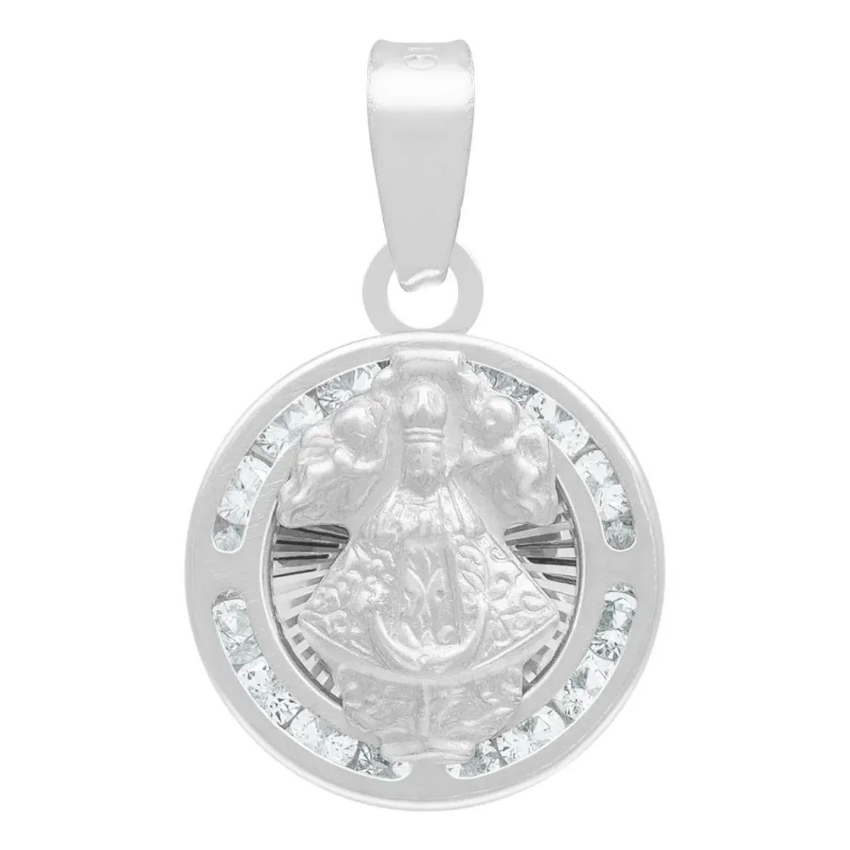 Dije Medalla Virgen de Zapopan Plata 925 con Zirconia Blanca. Joyería católica artesanal mexicana, regalo para mamá, dijes de