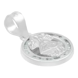 Dije Medalla Virgen de Zapopan Plata 925 con Zirconia Blanca - Imagen 3