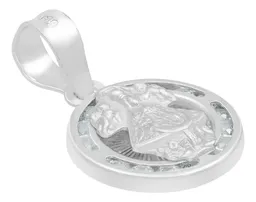 Dije Medalla Virgen de Zapopan Plata 925 con Zirconia Blanca - Imagen 3