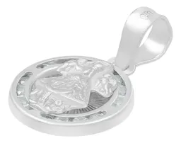 Dije Medalla Virgen de Zapopan Plata 925 con Zirconia Blanca - Imagen 4