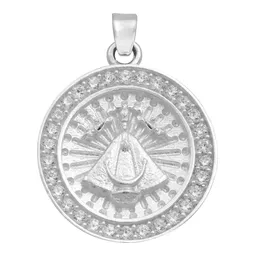 Dije Medalla Virgen de Zapopan Plata 925 Zirconia Caballero - Imagen 1