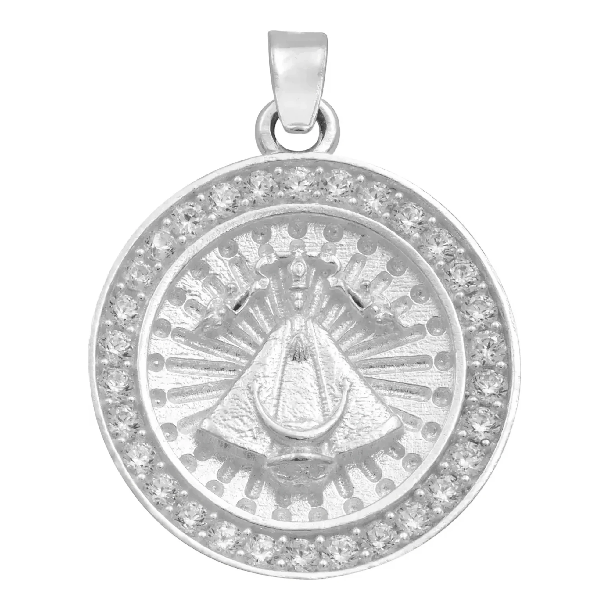 Dije Medalla Virgen de Zapopan Plata 925 con Zirconia para Caballero - Joyaris Joyería Mexicana