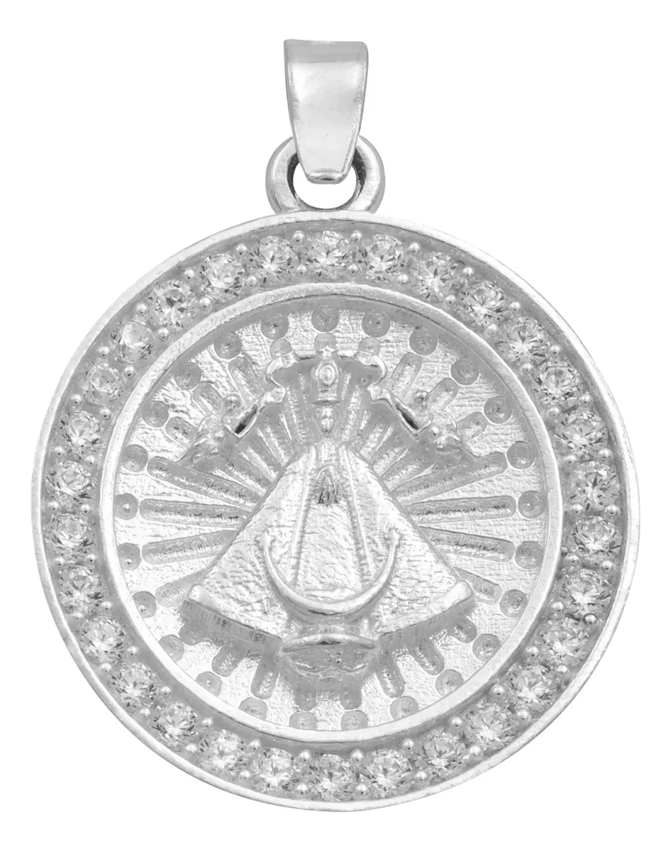Dije Medalla Virgen de Zapopan Plata 925 con Zirconia para Caballero - Joyaris Joyería Mexicana