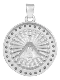 Dije Medalla Virgen de Zapopan Plata 925 Zirconia Caballero - Imagen 2