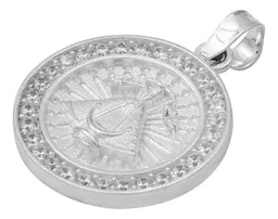 Dije Medalla Virgen de Zapopan Plata 925 Zirconia Caballero - Imagen 4