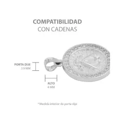 Dije Medalla Virgen de Zapopan Plata 925 Zirconia Caballero - Imagen 6