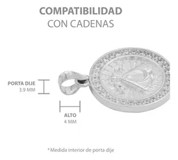 Dije Medalla Virgen de Zapopan Plata 925 Zirconia Caballero - Imagen 6