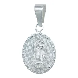 Dije Medalla Virgen Estrella Plata 925 Diamantada - Imagen 1