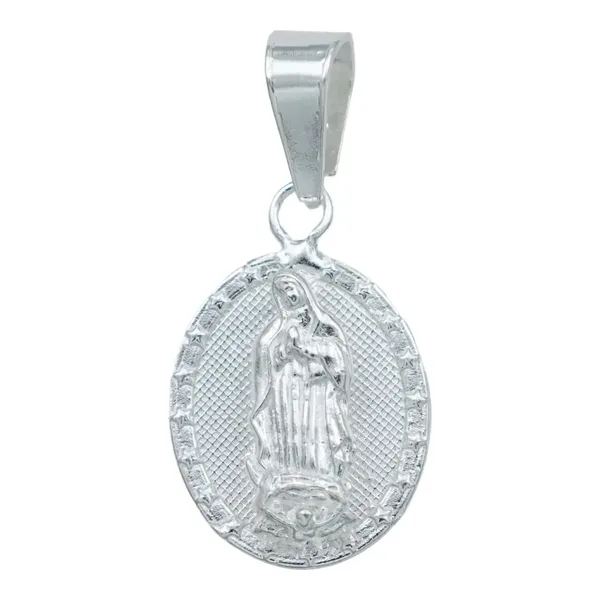 Dije Medalla Virgen Estrella Plata 925 Diamantada - Imagen 1