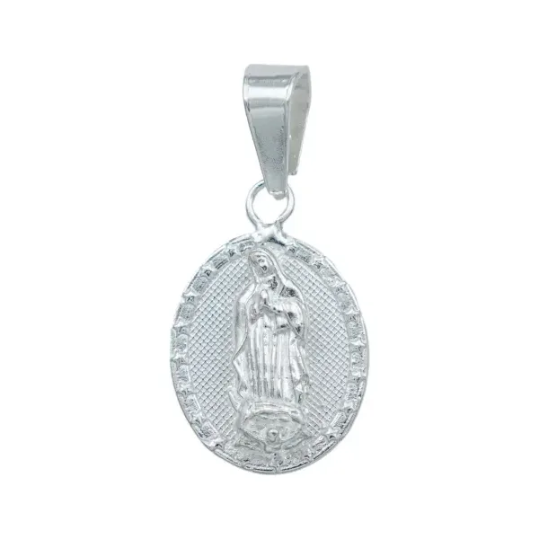 Dije Medalla Virgen Estrella Plata 925 Diamantada - Imagen 1