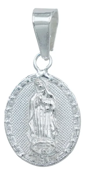 Dije Medalla Virgen Estrella Plata 925 Diamantada - Imagen 1