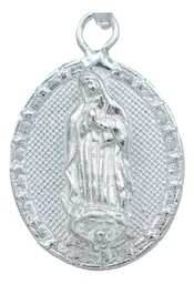 Dije Medalla Virgen Estrella Plata 925 Diamantada - Imagen 2