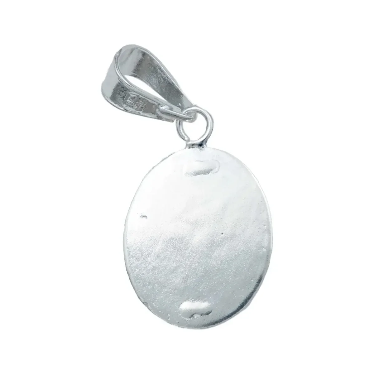 Dije Medalla Virgen Estrella Plata 925 Diamantada - Imagen 3