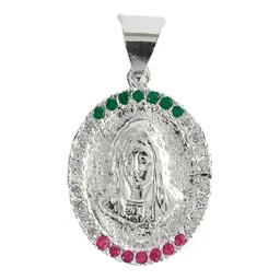 Dije Medalla Virgen Guadalupe Doble Vista Plata 925 Zirconia - Imagen 1