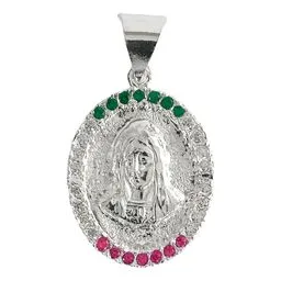 Dije Medalla Virgen Guadalupe Doble Vista Plata 925 Zirconia - Imagen 1