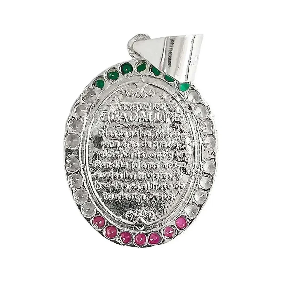 Dije Medalla Virgen Guadalupe Doble Vista Plata 925 Zirconia - Imagen 2