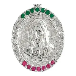 Dije Medalla Virgen Guadalupe Doble Vista Plata 925 Zirconia - Imagen 3