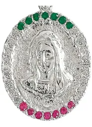 Dije Medalla Virgen Guadalupe Doble Vista Plata 925 Zirconia - Imagen 3