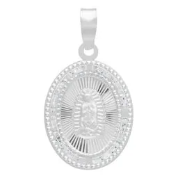 Dije Medalla Virgen Guadalupe Oval Plata 925 Zirconia Blanca - Imagen 1