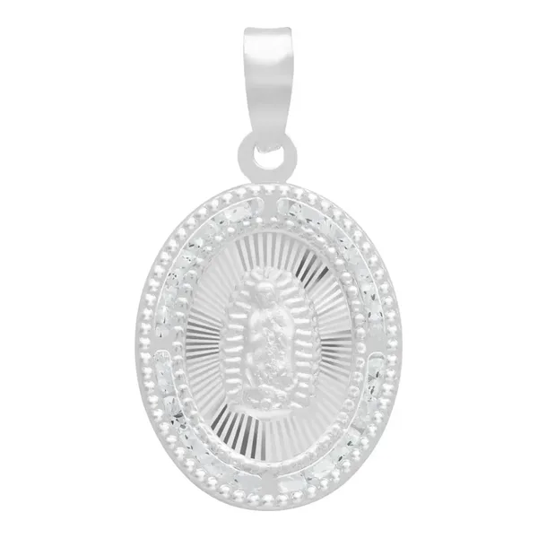 Dije Medalla Virgen Guadalupe Oval Plata 925 Zirconia Blanca - Imagen 1