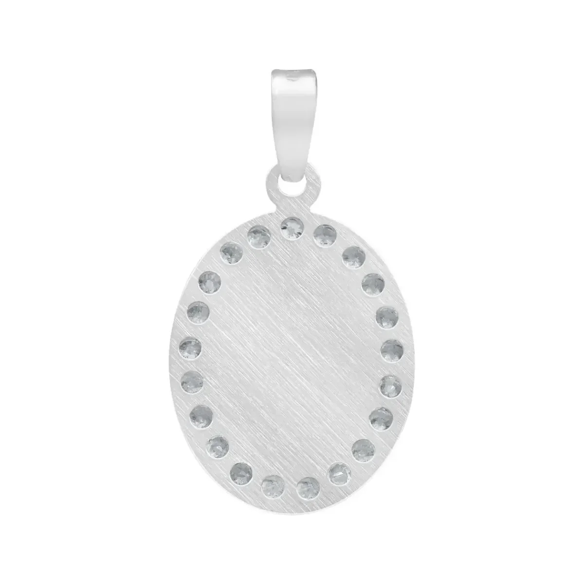 Dije Medalla Virgen Guadalupe Oval Plata 925 Zirconia Blanca - Imagen 2