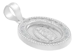 Dije Medalla Virgen Guadalupe Oval Plata 925 Zirconia Blanca - Imagen 3