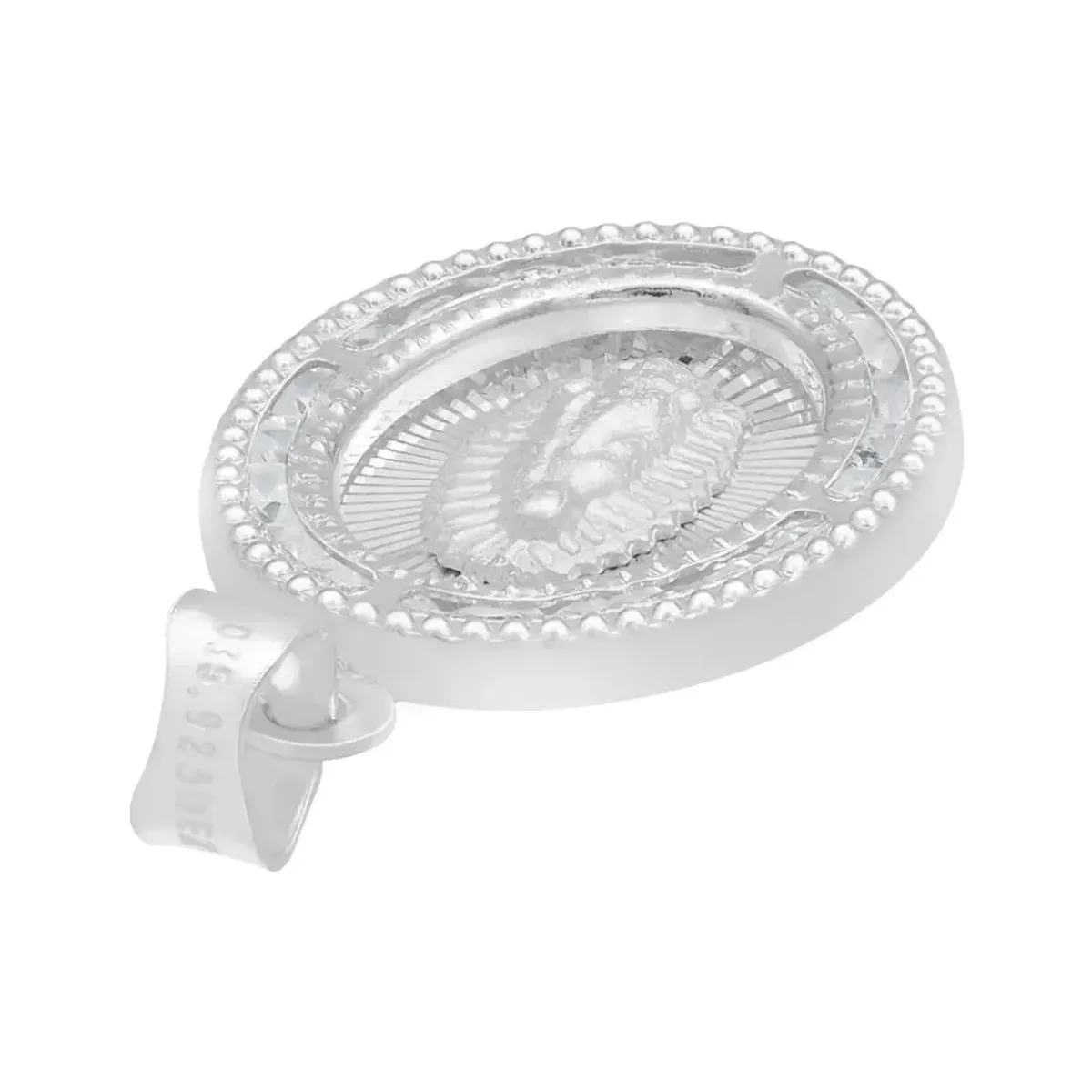 Dije Medalla Virgen Guadalupe Oval Plata 925 Zirconia Blanca - Imagen 5