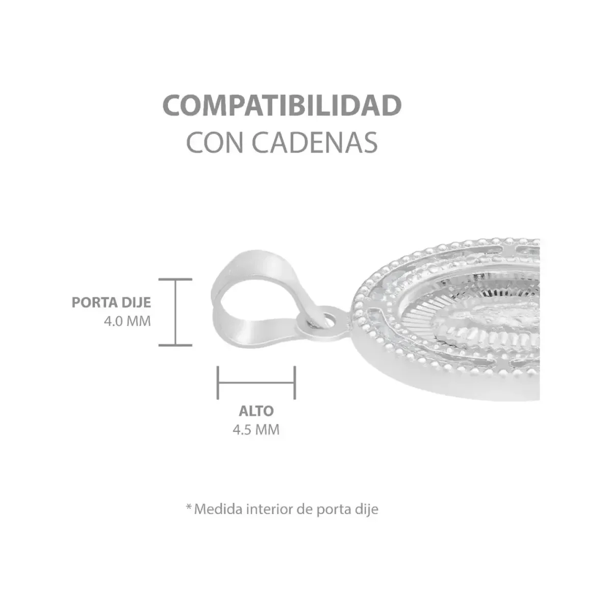 Dije Medalla Virgen Guadalupe Oval Plata 925 Zirconia Blanca - Imagen 6