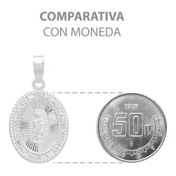 Dije Medalla Virgen Guadalupe Oval Plata 925 Zirconia Blanca - Imagen 8
