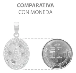 Dije Medalla Virgen Guadalupe Oval Plata 925 Zirconia Blanca - Imagen 8