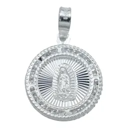 Dije Medalla Virgen Guadalupe Plata 925 con Zirconia Blanca - Imagen 1